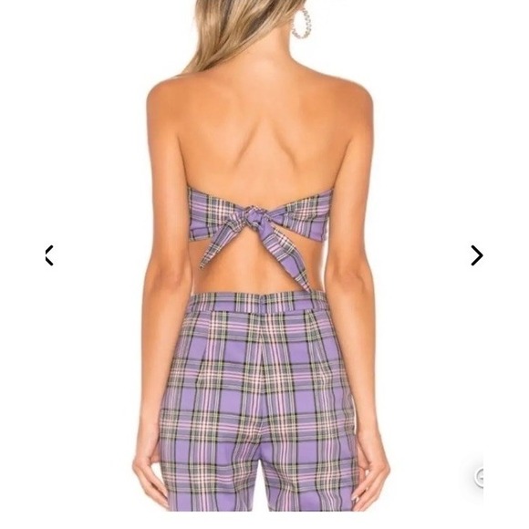Majorelle Serrano Bandeau Crop Tube Top Rave Clueless Plaid Revolve Club Large - Picture 4 of 4